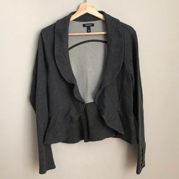 Torrid 00 Charcoal Grey Open Front Jacket - Picture 6 of 10